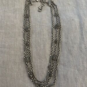 Brighton Multi-Strand Silver Floral Ventura Chain Necklace - Women Jewelry